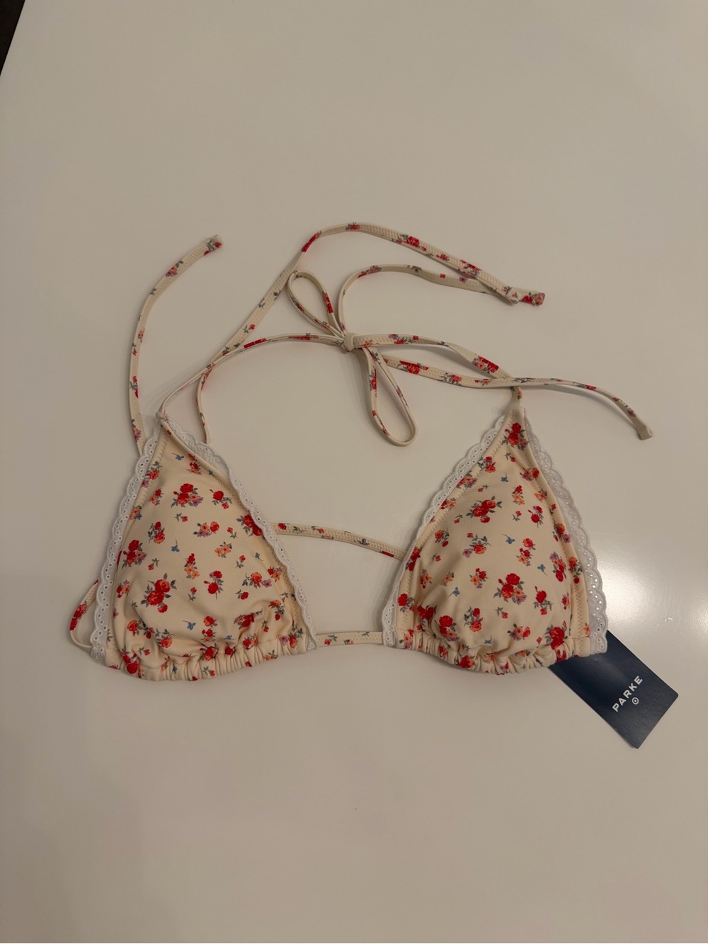 Parke x Target Eyelet Trim Triangle Bikini Top NWT